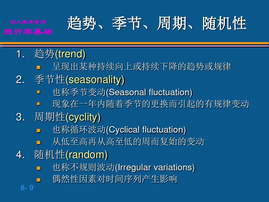 贾俊平统计学第8章 时间序列分析和预测ppt课件