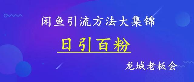 龙城老板会：一文读懂闲鱼引流4大招数---日引百粉