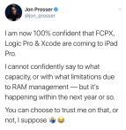 Final Cut Pro X等专业软件或将于明年登陆iPad Pro